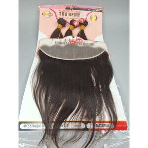 18" 20" 22" Straight Bundles And HD Frontal Unprocessed Human Hair Natural Black